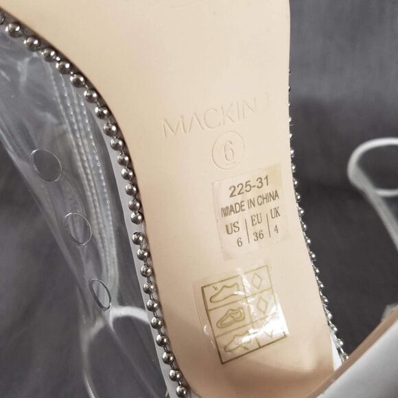 NEW Mackin J White & Clear Open Toe Stud Trim Heeled Ankle Boots Size 6 - Picture 8 of 8